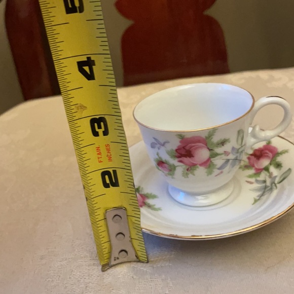 Lefton hand-painted rose pattern porcelain demitasse espresso tea cup saucer set - Picture 11 of 12